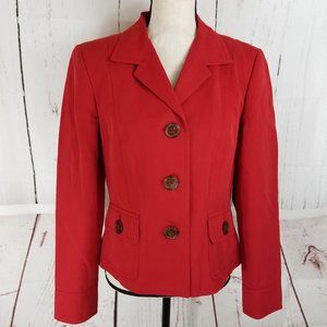 Talbots Red Blazer Jacket Sz 8 Button Front